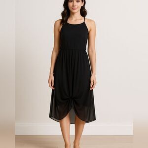 Banana Republic Sheer Chiffon Black Midi Harem Snaps Half Slip Medium Spaghetti
